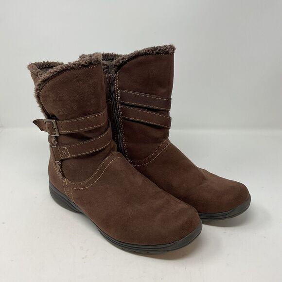 Earth Spirit‎ Brown Boots Womens 10 Faux Suede Side Zipper Ankle Booties - Picture 1 of 13